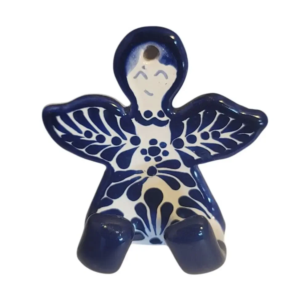 Hand painted Talavera Towel Hat Hanger Coat Angel Hook NEW Blue White 4